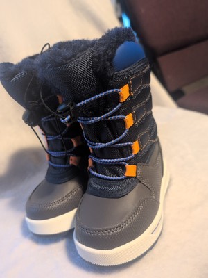 Wonder Nation Insulated Boys Boots, Blue/Brown/Orange, Mid-Calf Bungie -image
