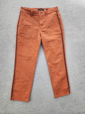 Lucky Brand Pants Womens 27 Orange Utility Boyfriend Crop Ankle Stripe 28X26-image
