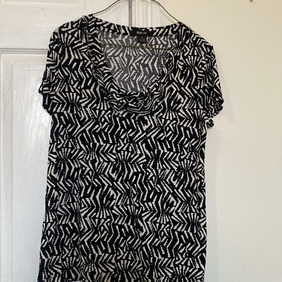 Style & Co. Knit Top Black And White Short Sleeve Pullover Women's Médium-image