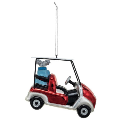 Creative Co-op Golf Cart with Golf Bag Glass Ornament Bauble-image