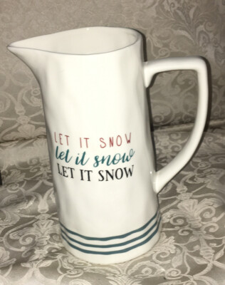 creative co-op ceramic 9 1/2 inch Let It Snow￼pitcher-image
