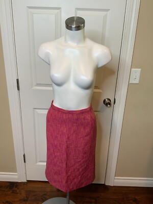 Dolce&Gabbana Pink Orange Wool Tweed Pencil Skirt, Size 10 | 44-image