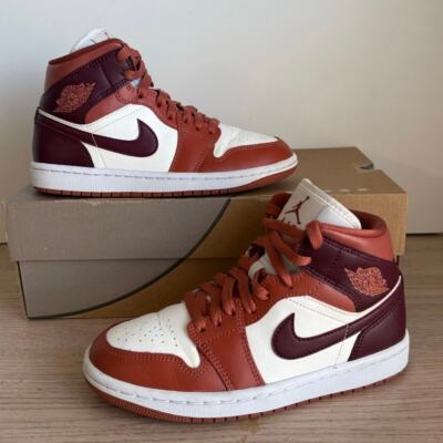 Nike Air Jordan 1 Mid Dusty Peach Night Maroon Women Sneakers BQ6472-200 - SZ 5-image