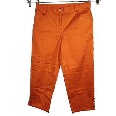 Ruby Rd Orange Cropped Pants Women Size 10 Straight Zipper Fly Fall Halloween-image