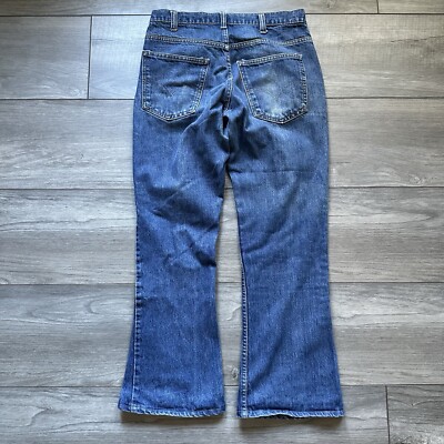 Vintage 70s Levis 646 Denim Jeans Orange Tab Bellbottom Flare Faded Men’s 32x29-image