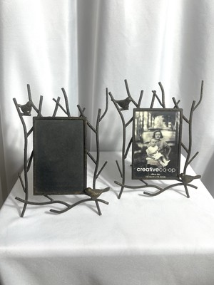 Creative Co-Op Black Bird Branch Photo Frame Set Metal Rustic New Rare Unique-image