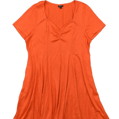 Torrid Women's Size 3 A-Line Dress Orange Mid Calf Casual Polyester V Neck Solid-image
