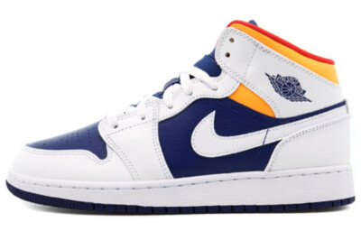 Jordan 1 Mid White Laser Orange Deep Royal Blue GS  554725-131-image