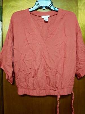 Urban Romantics Medium blouse burnt orange Mid sleeves elastic waist -image