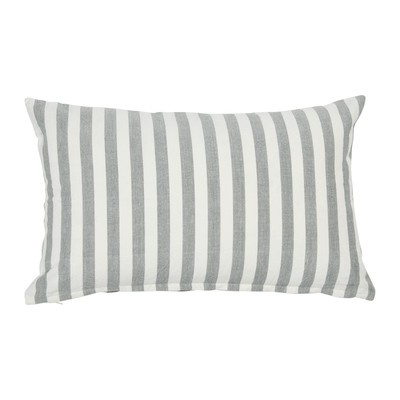 Striped Cotton, Grey Lumbar Pillow Cover 12