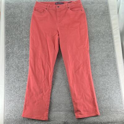 Gloria Vanderbilt Amanda Jeans Pink Orange Womens 10 Mid Rise Ankle Straight-image