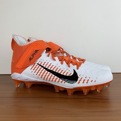 Nike Alpha Menace Pro 2 Mid Football Cleats White Orange BV3945-103 Size 14.5-image