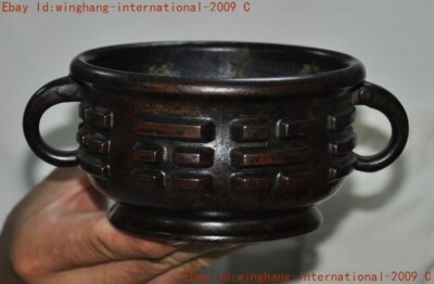 Mark China Chinese Buddhism temple bronze Joss statue Incense burner Censer-image