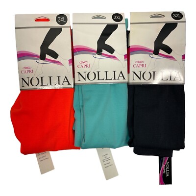 Nollia Women’s 3XL Gray Blue Orange Capri Lightweight Cozy Flexible Leggings-image
