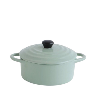 Creative Co-op Dark Green Stoneware Mini Baker with Lid-image