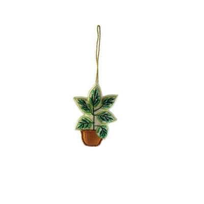 Creative Co-op 6 Leaved Potted Plant Ornament Bauble-image