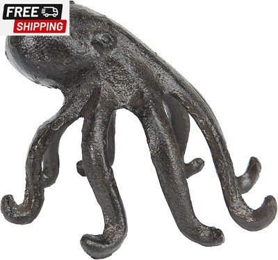 Creative Co-Op Eclectic Cast Iron Octopus Figurine Phone/Tablet Holder, Dark Bro-image