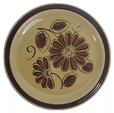 LA MESA Stoneware Dinner Plate Made in Japan 1 Count 10.5” Round Brown Gold-image