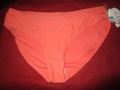 Time Tru Womens Bikini Bottoms V Waistband Mid Rise Bikini Swimwear 1X Orange-image