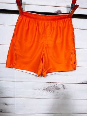 Nike Mens Shorts Size L Orange Mid Rise Elastic Waist w/Drawstring Pockets-image