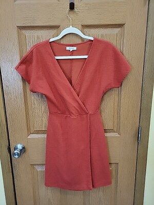 Madewell Dress Womens XXS Orange Faux Wrap-image