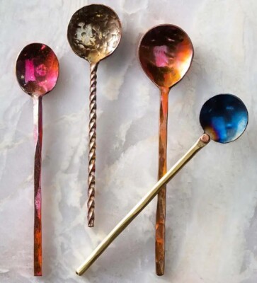 Creative Co-Op Handcrafted Copper Spoon Collection, Set of 4-image