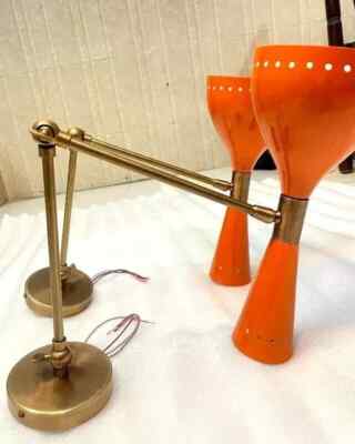 1950's Mid Century Orange Wall Sconce Italian Stilnovo Diabolo Sconce Light-image