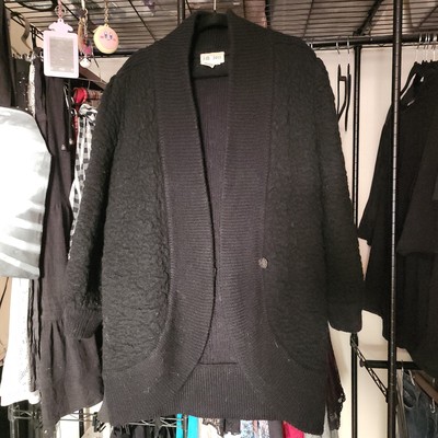 J.M. Joss Vintage Lambswool Black Open Cardigan, Size Small-image