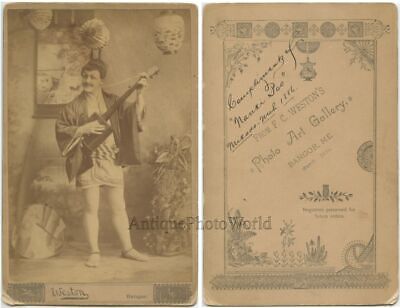 Nanki Poo Gilbert Sullivan Mikado antique signed cabinet photo Bangor Opera ME-image