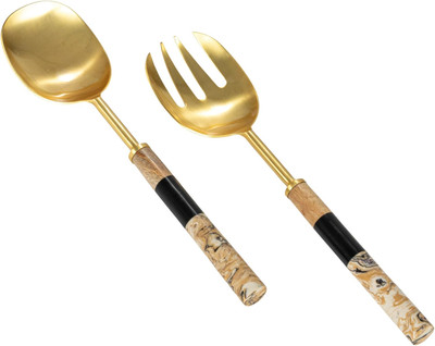 Creative Co-Op Stainless Steel Salad Servers with Marbled Resin Multicolor -image