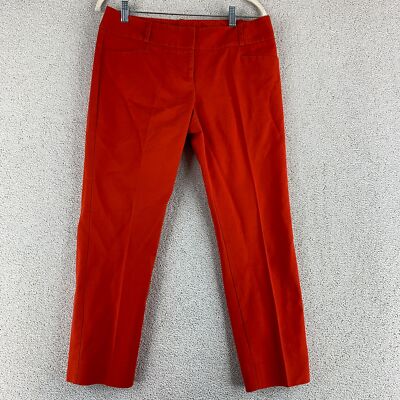 The Limited Straight Leg Casual Pants Women's Size 8 Orange Mid Rise Flat Front-image