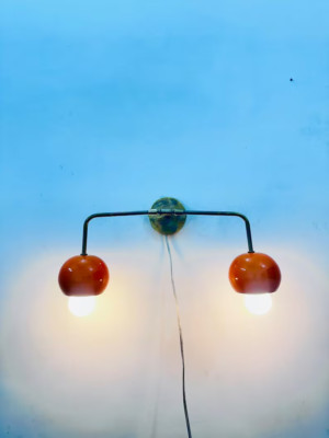 Customized Orange Brass Wall Sconce 1950s Mid Century Brass Italian Adjustable-image