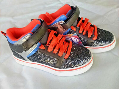 OP Girls Athletic Shoe Black Silver Glitter Mid Top Orange Laces 12 13 3 4 5 NWT-image