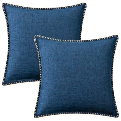 decorUhome Decorative Outdoor Throw Pillow Covers 18x18 Set of 2 Square Linen...-image