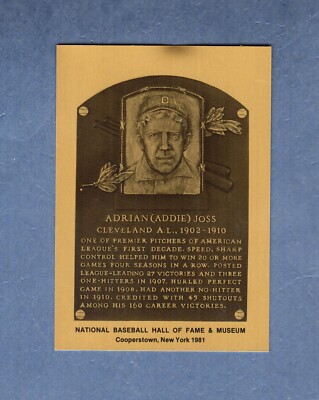 ADDIE JOSS, Indians ~ Official Baseball Hall of Fame METALLIC plaque-card C-image