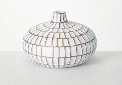 Sullivans Gold Brushed Mod Pattern Vase 6.5