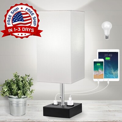 Lamparas De Mesa De Noche Con Puerto USB Lampara Para Escritorio Dormitorio Sala-image
