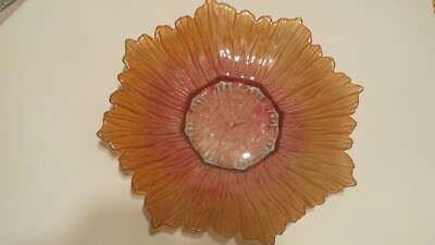 sunflower / sunburst orange  glass textured plate 11