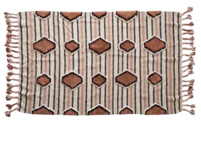 Creative Co-Op Cotton Tufted Kilim Braided Tassels Rug, 96