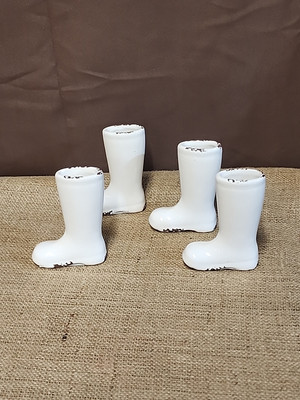 Creative Co-Op Boot Mini Planter Vase White Distressed Ceramic 4