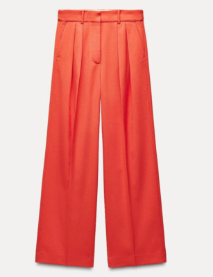 ZARA WOMAN MID-WAIST ZW COLLECTION DARTED TROUSERS ORANGE 2195/677/615 NEW-image
