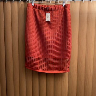 New Ashley Stewart Womans Knit Pencil  Orange Skirt Plus 14 / 16-image