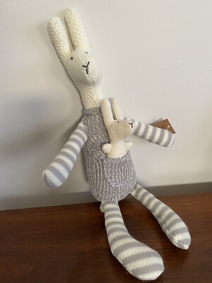 Cotton Knit Kangaroo w/ Baby, Grey creative co-op-image