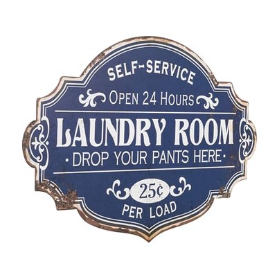 Creative Co-Op Vintage Metal Laundry Room Decorative Wall Sign, Distressed Blue-image