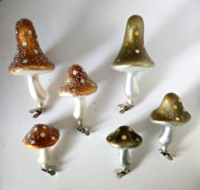 Set of 6 Glass Mushroom Clip On Ornaments Creative Co-op-image