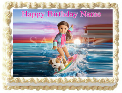 AMERICAN GIRL Joss Doll Edible Party cake topper image -image