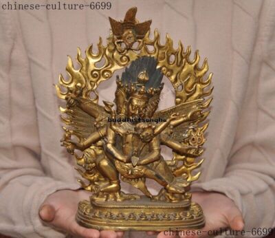 Tibet Buddhism bronze Gilt Mahakala Dorje Wrathful Deity Buddha Joss Statue-image