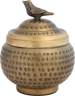 Creative Co-Op Hammered Aluminum Sphere Lid and Bird Brass Finish Container-image