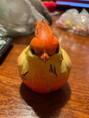 orange resin bird decoration from rite aid-image
