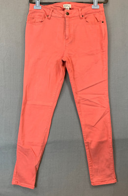 Forever 21 Women's Size 29 (Actual 31x27.5) Orange Mid Rise Stretch Skinny Jeans-image